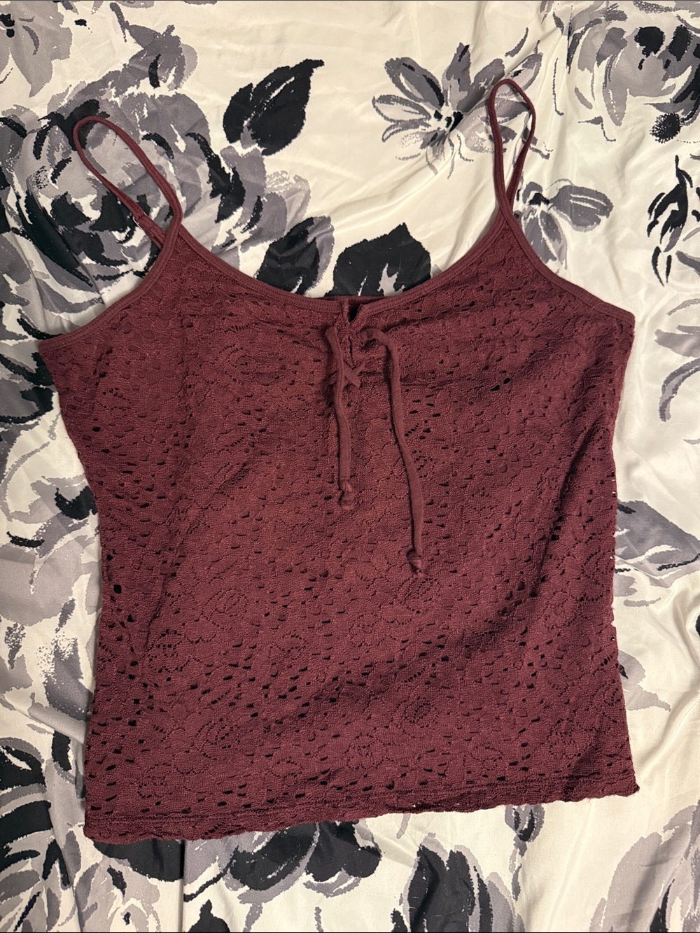 Hollister Burgundy Lace Tie-Front Camisole